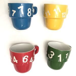 Tabletops Gallery Numbers Unlimited Vintage Collection Cup Mug Set/4